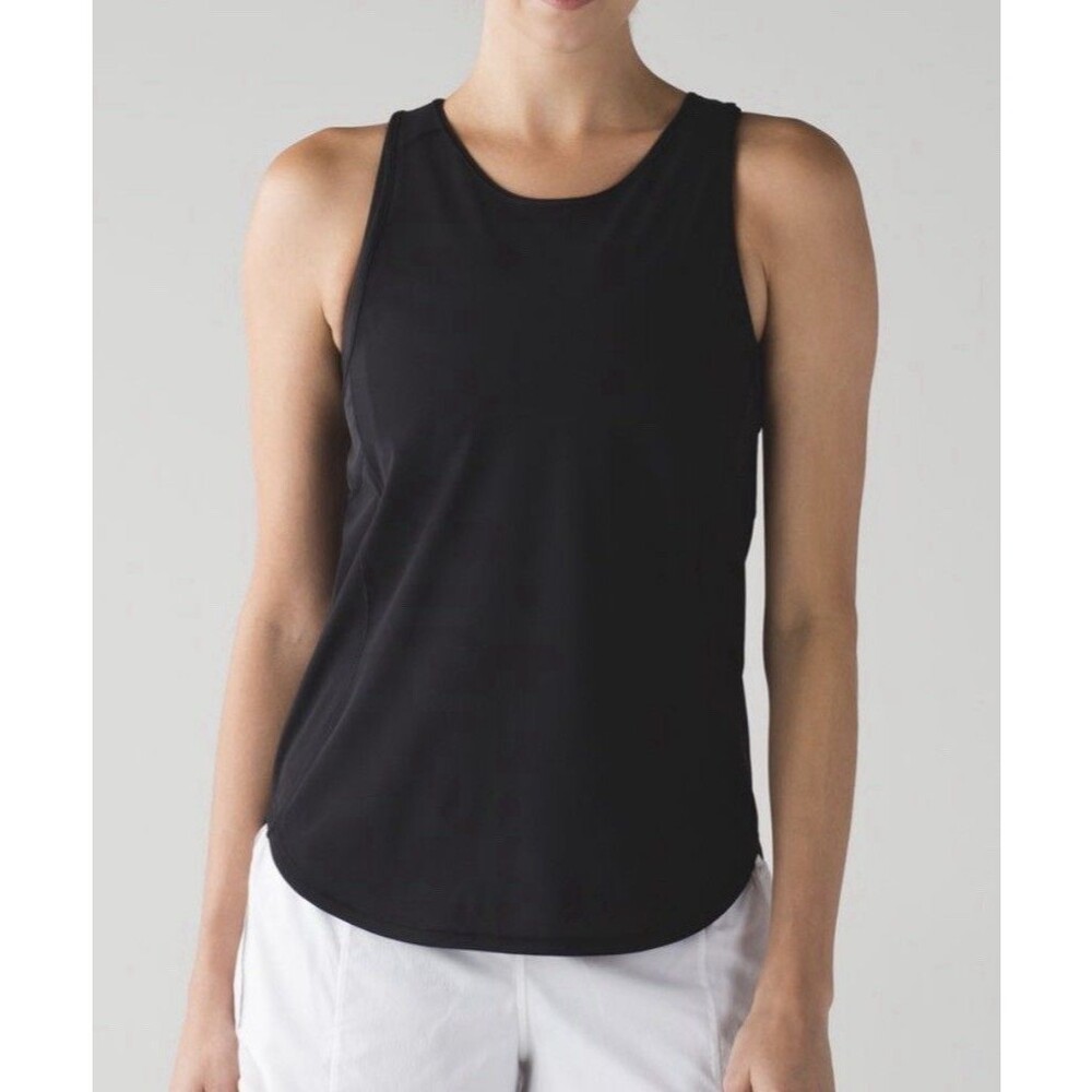 Lululemon Sculpt Tank II Black Mesh Size 10/12 Back Activewear Top W1NAWS